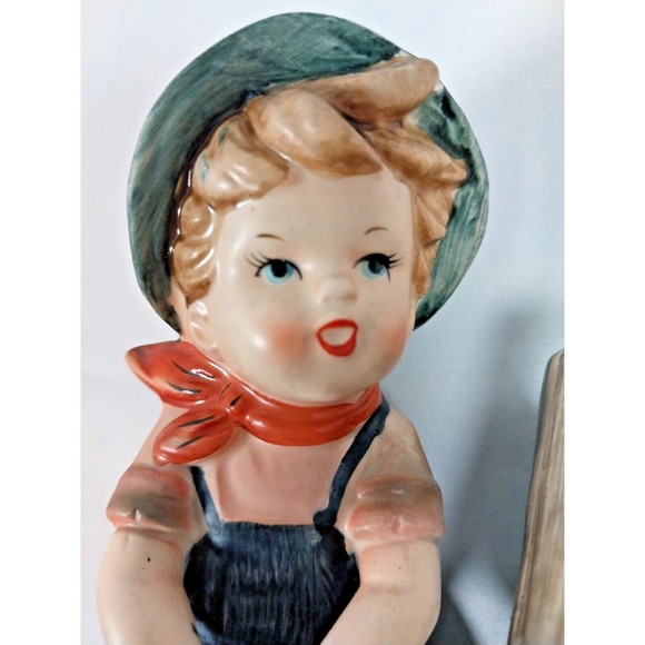 Vintage Porcelain Collectible Made in Japan Figurine Boy With Axe Chopping Tree - Picture 8 of 8